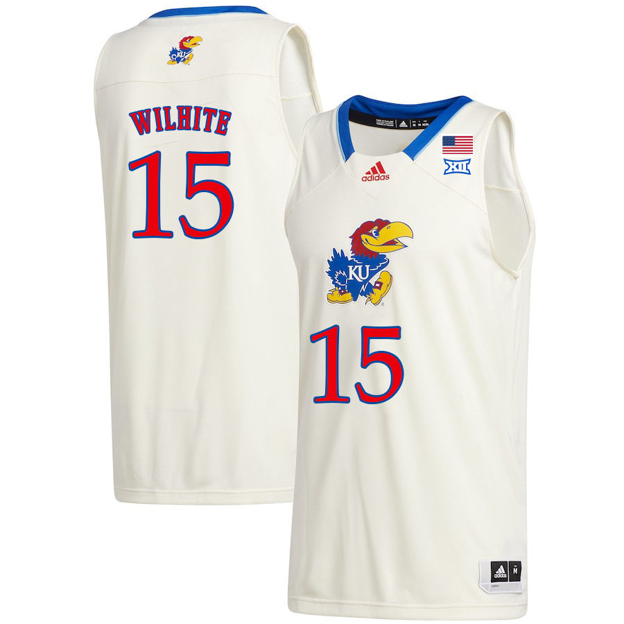 Men #15 Dillon Wilhite Kansas Jayhawks College Basketball Jerseys Sale-Cream
